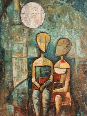 oil painting under the moon